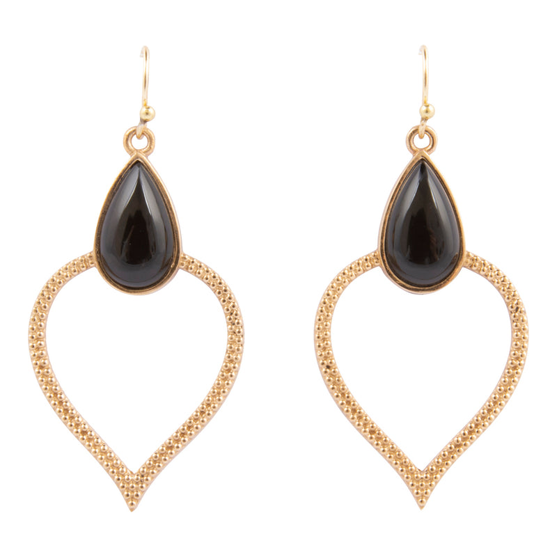 Black Onyx Bedouin Golden Drop Earrings