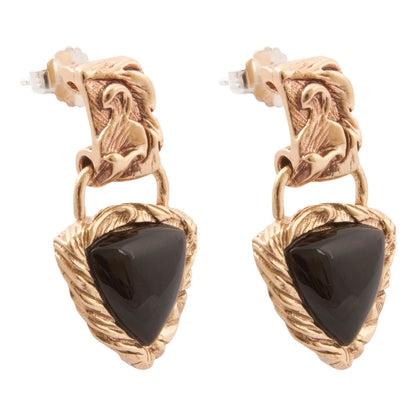 Midnight Luxe Black Onyx Golden Post Drop Earrings - side view