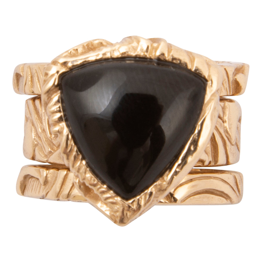 Midnight Luxe Black Onyx Golden Ring Set
