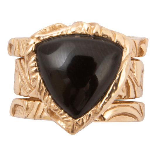 Midnight Luxe Black Onyx Golden Ring Set