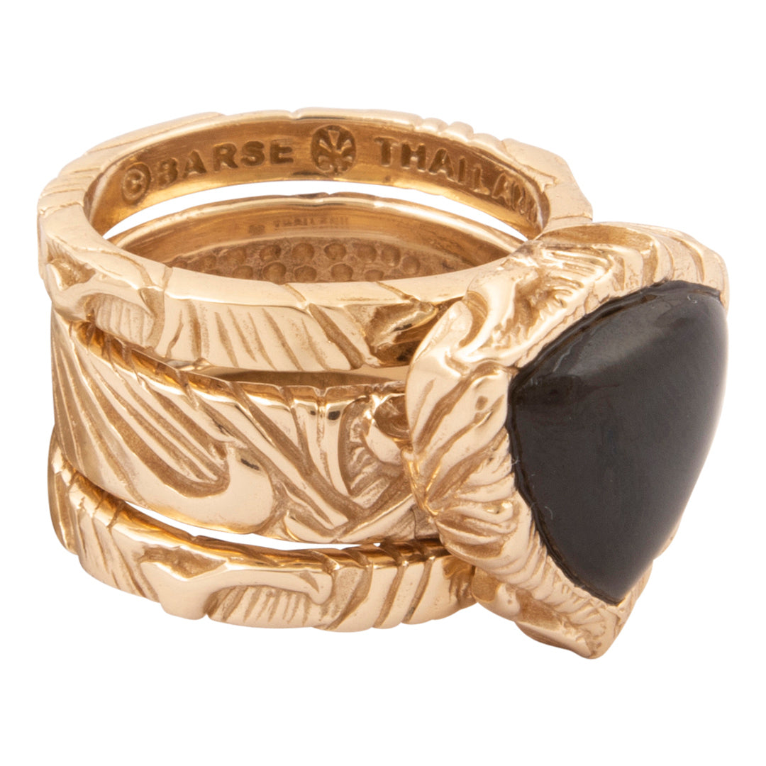 Midnight Luxe Black Onyx Golden Ring Set