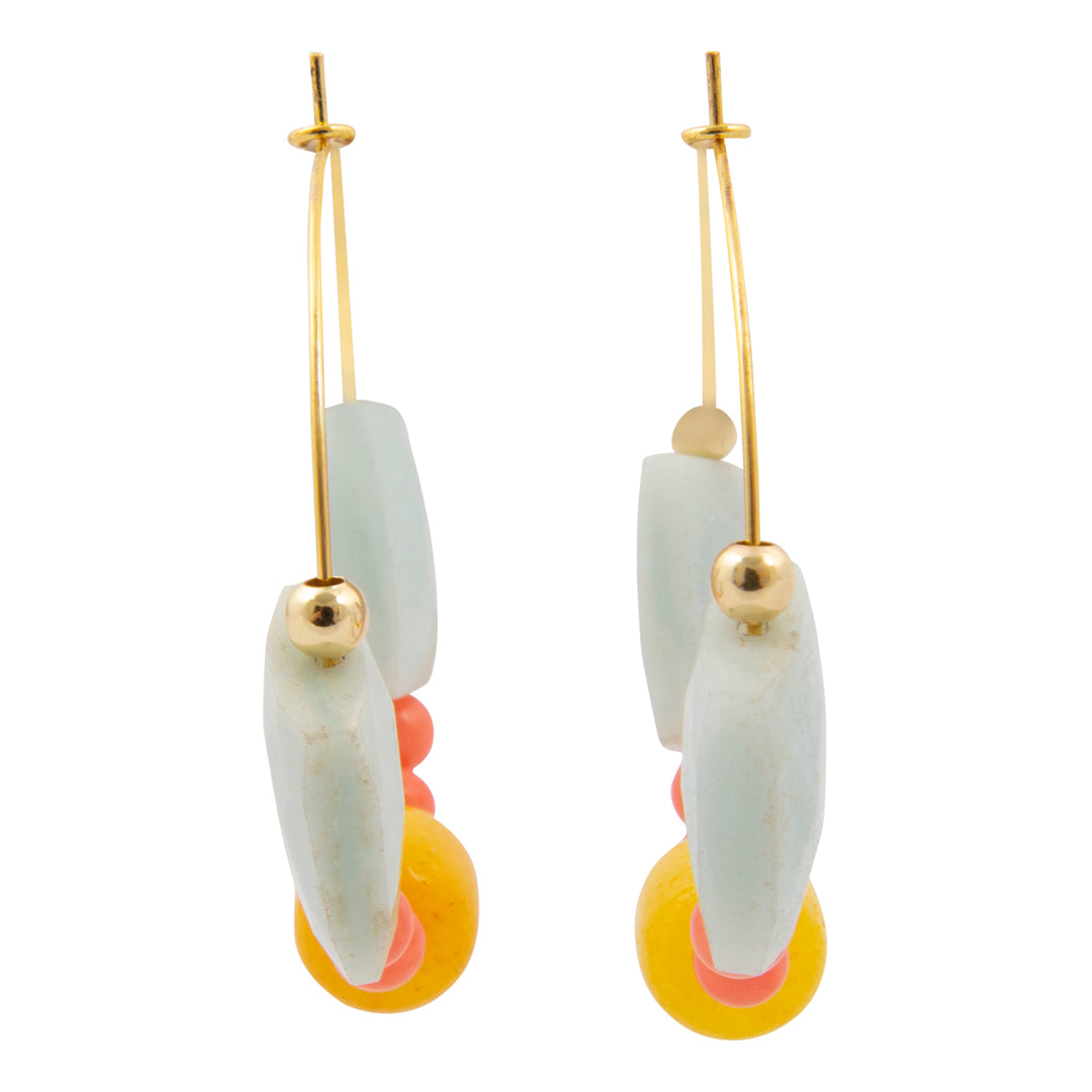 Sunrise Meadows Blue Amazonite Golden Hoop Earrings