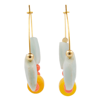 Sunrise Meadows Blue Amazonite Golden Hoop Earrings