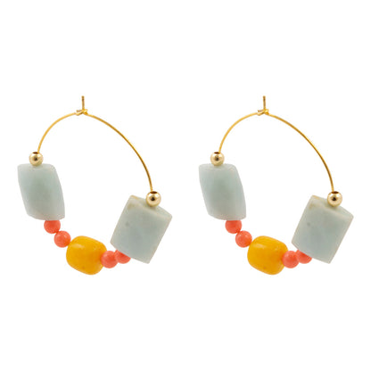 Sunrise Meadows Blue Amazonite Golden Hoop Earrings
