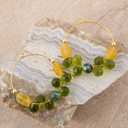 Journey Green Peridot Golden Hoop Earrings