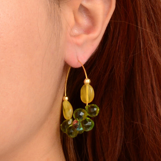 Journey Green Peridot Golden Hoop Earrings