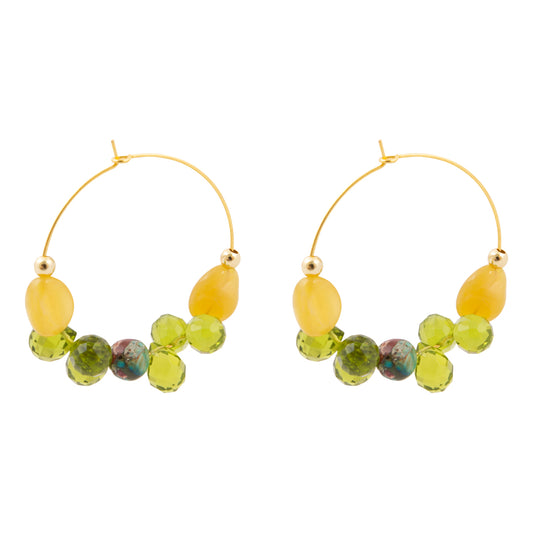 Journey Green Peridot Golden Hoop Earrings