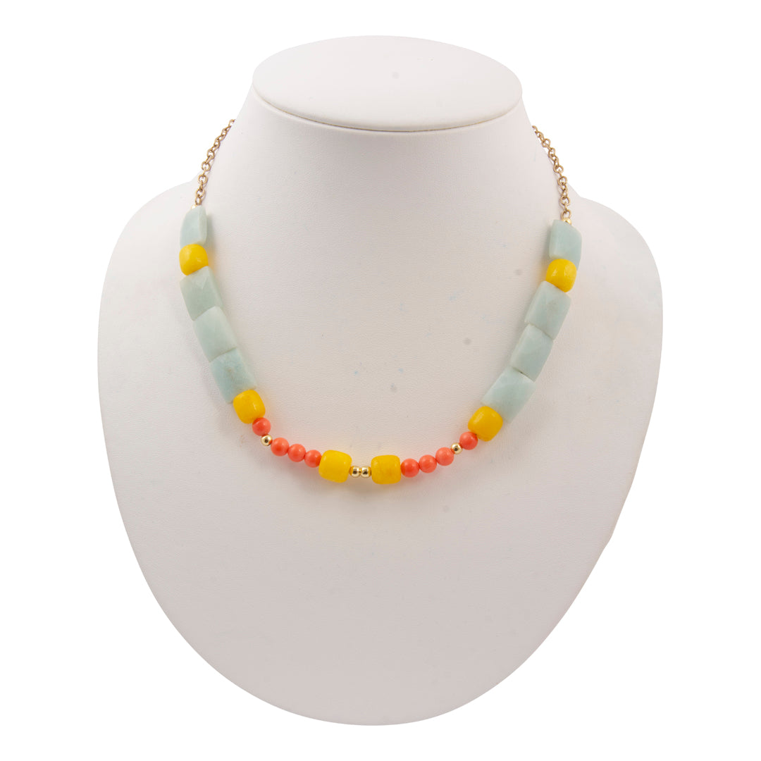 Sunrise Meadows Blue Amazonite Golden Strand Necklace