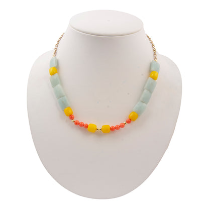 Sunrise Meadows Blue Amazonite Golden Strand Necklace