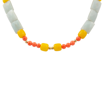 Sunrise Meadows Blue Amazonite Golden Strand Necklace