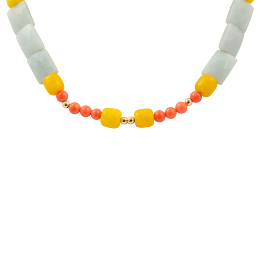 Sunrise Meadows Blue Amazonite Golden Strand Necklace