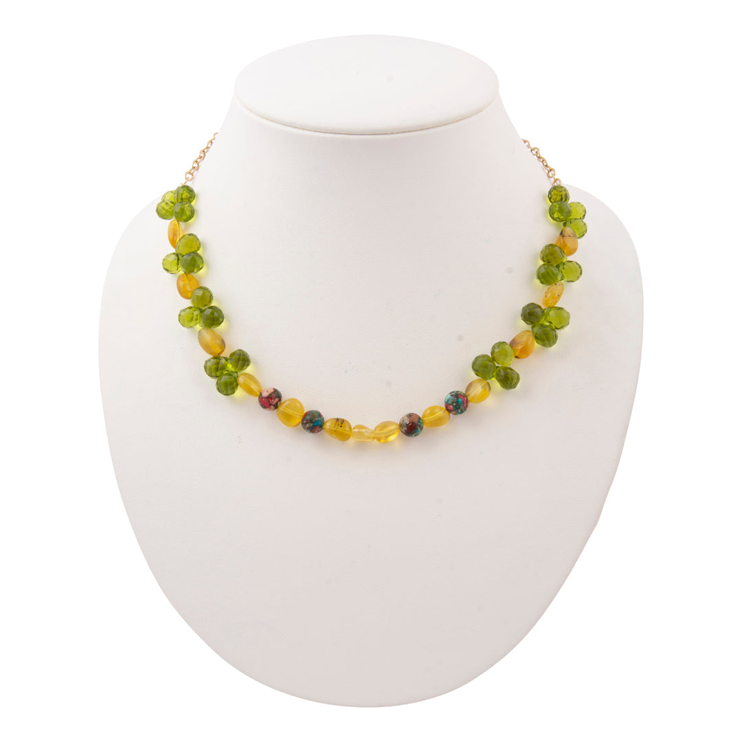 Journey Green Peridot Golden Strand Necklace