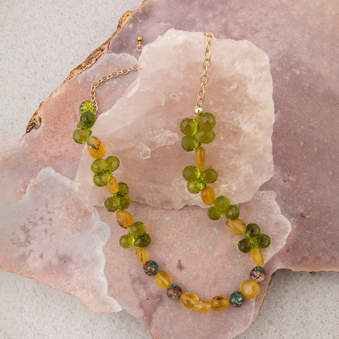 Journey Green Peridot Golden Strand Necklace