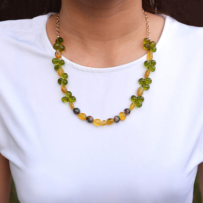 Journey Green Peridot Golden Strand Necklace