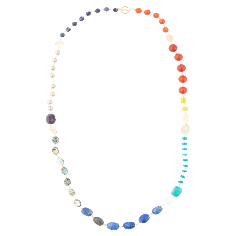 Kaleidoscope Multi-Stone Blue Lapis Long Necklace
