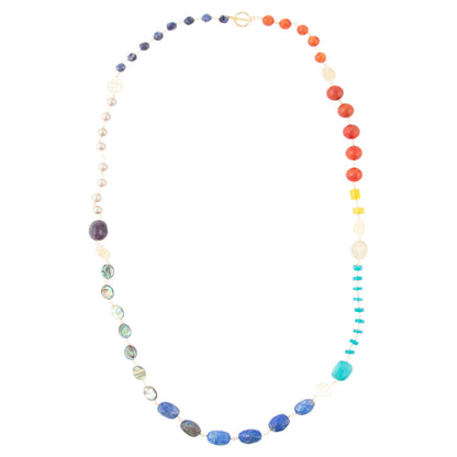 Kaleidoscope Multi-Stone Blue Lapis Long Necklace