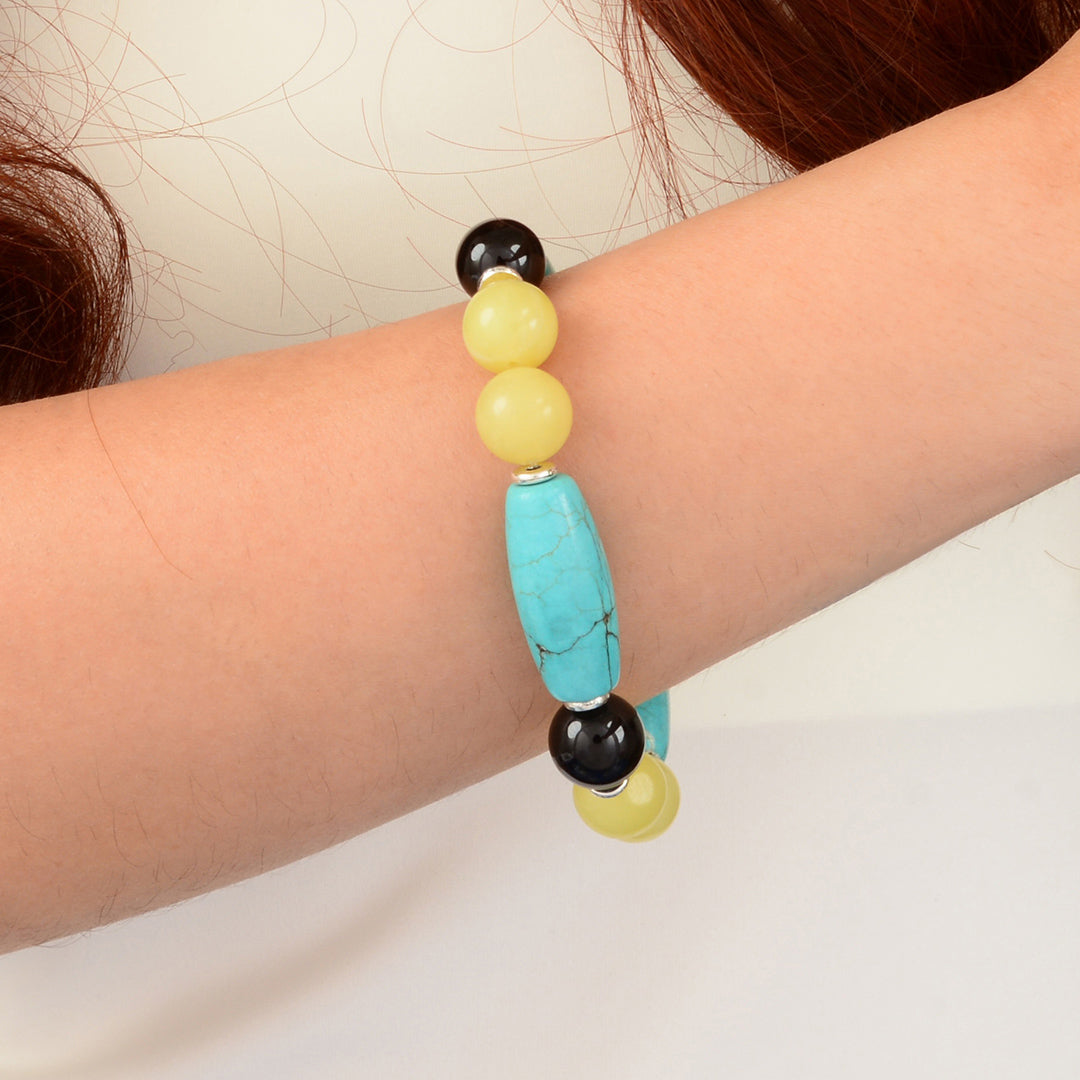 Coastal Grove Blue Turquoise and Blue Jasper Golden Bracelet