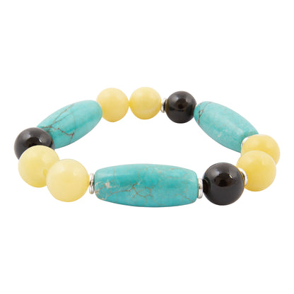 Coastal Grove Blue Turquoise and Blue Jasper Golden Bracelet
