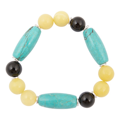 Coastal Grove Blue Turquoise and Blue Jasper Golden Bracelet