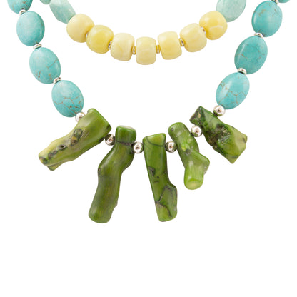 Coastal Grove Green Coral Golden Statement Necklace