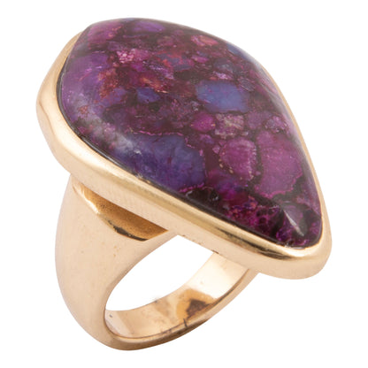 Purple Turquoise Golden Arrowhead Statement Ring