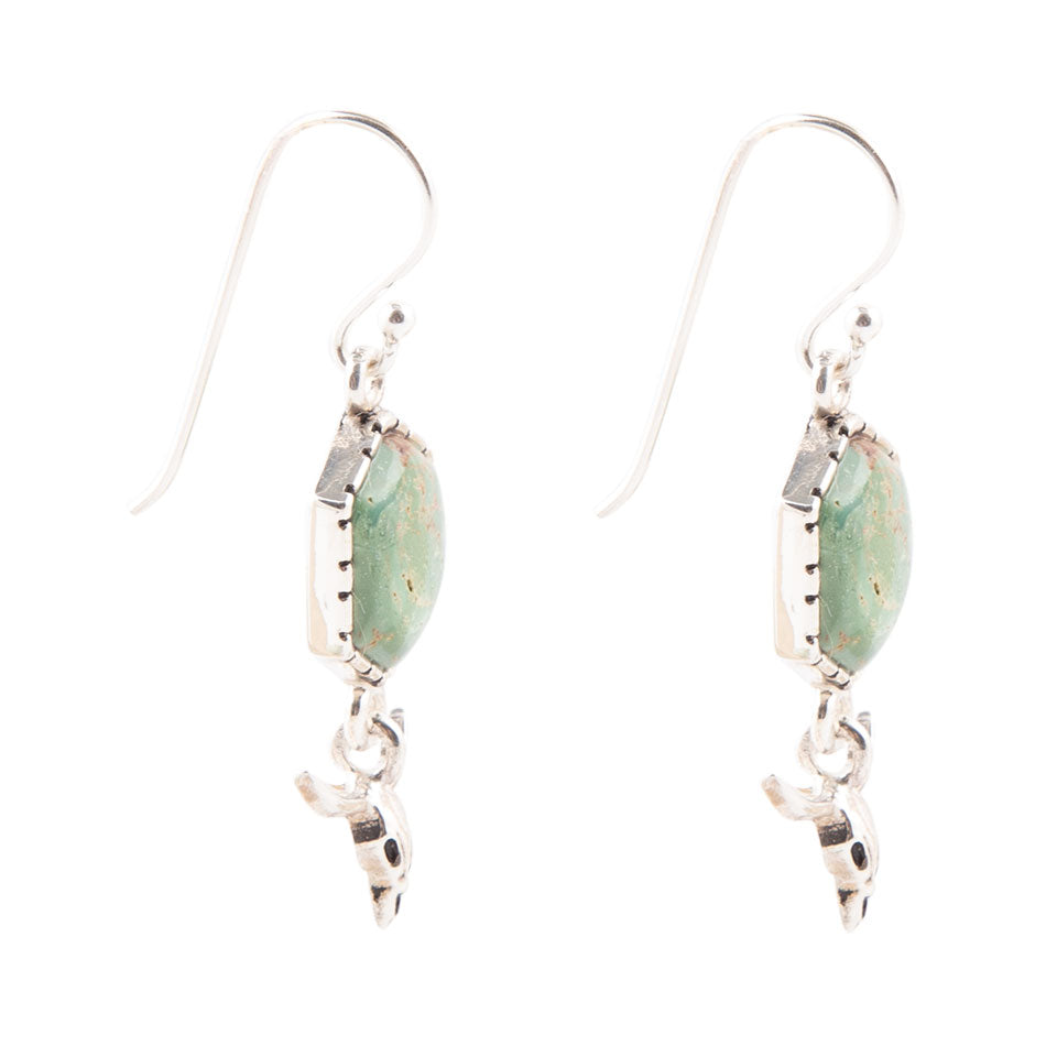 Longhorn Green Turquoise Sterling Silver Drop Earrings