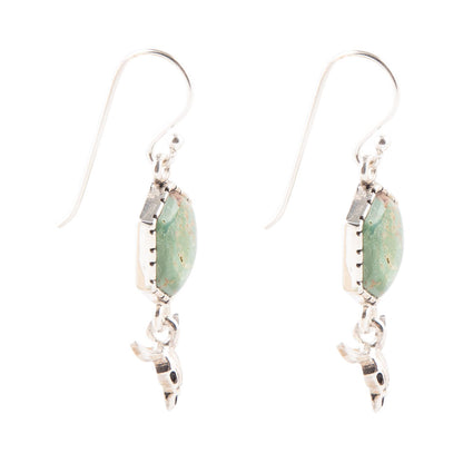 Longhorn Green Turquoise Sterling Silver Drop Earrings