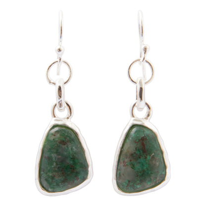 Luminous Blue Green Cuprite Silver-plated Drop Earrings: front white