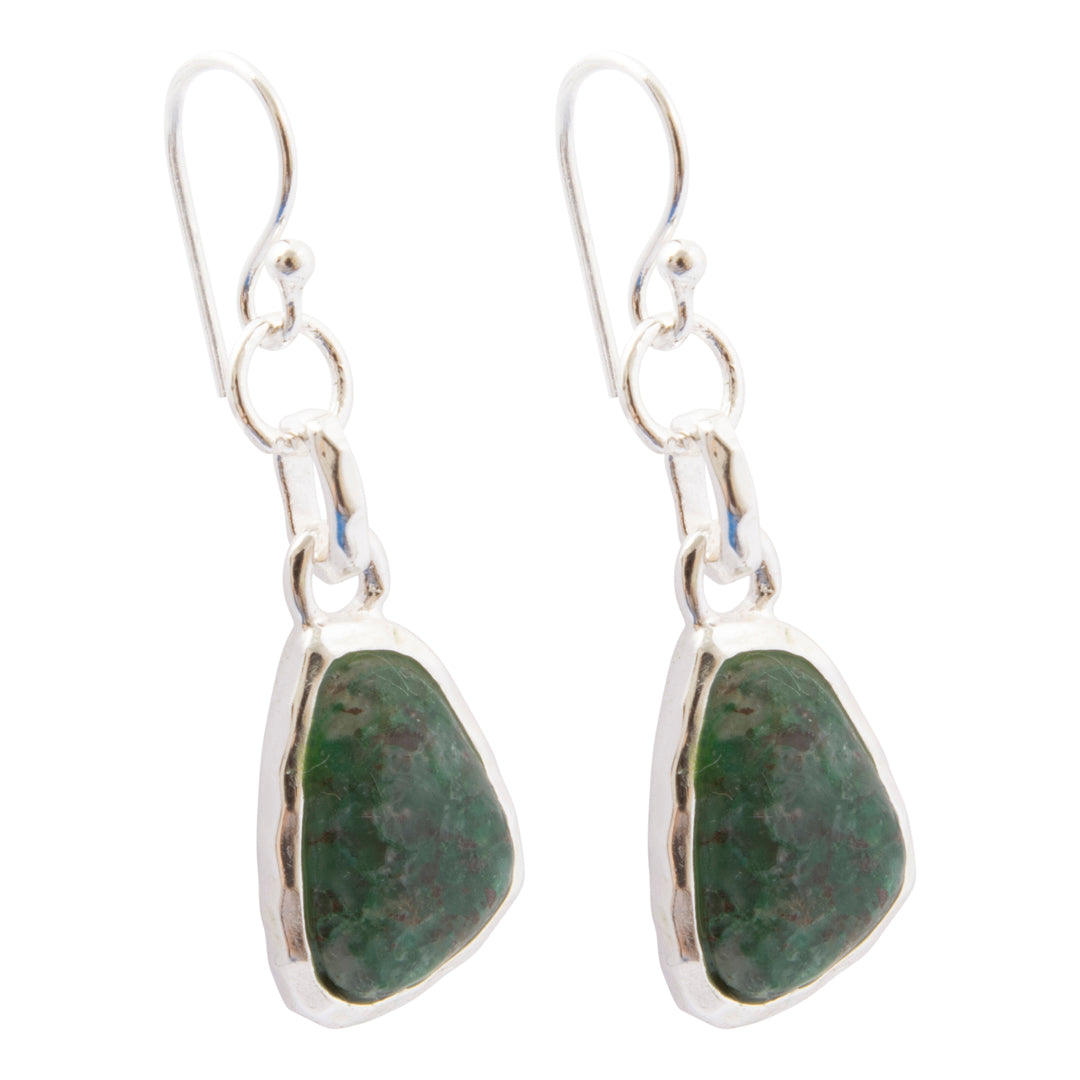 Luminous Blue Green Cuprite Silver-plated Drop Earrings: side view