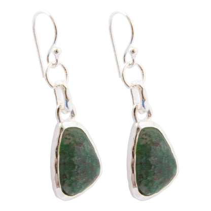 Luminous Blue Green Cuprite Silver-plated Drop Earrings: side view