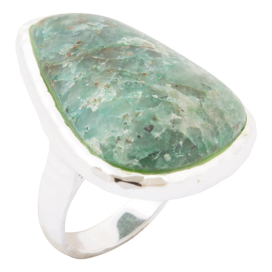 Luminous Blue Green Cuprite Silver Statement Ring
