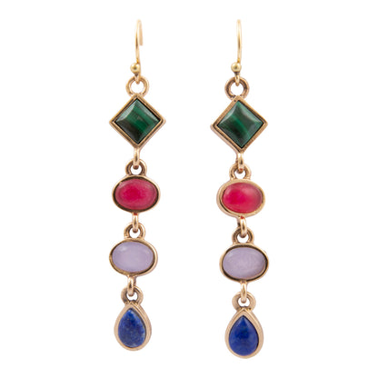Luscious Jeweled Purple Quartz Golden Drop Earrings