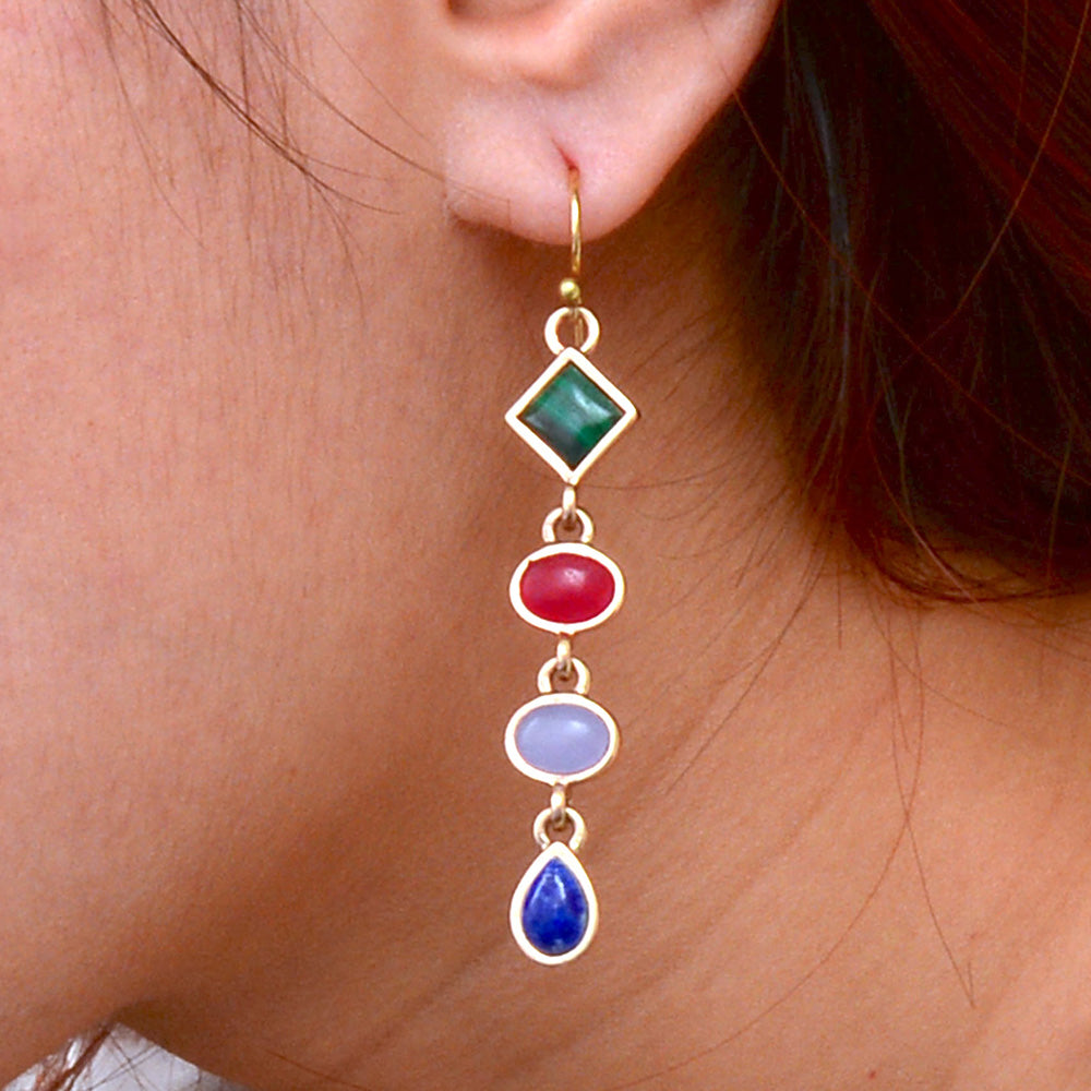 Luscious Jeweled Purple Quartz Golden Drop Earrings