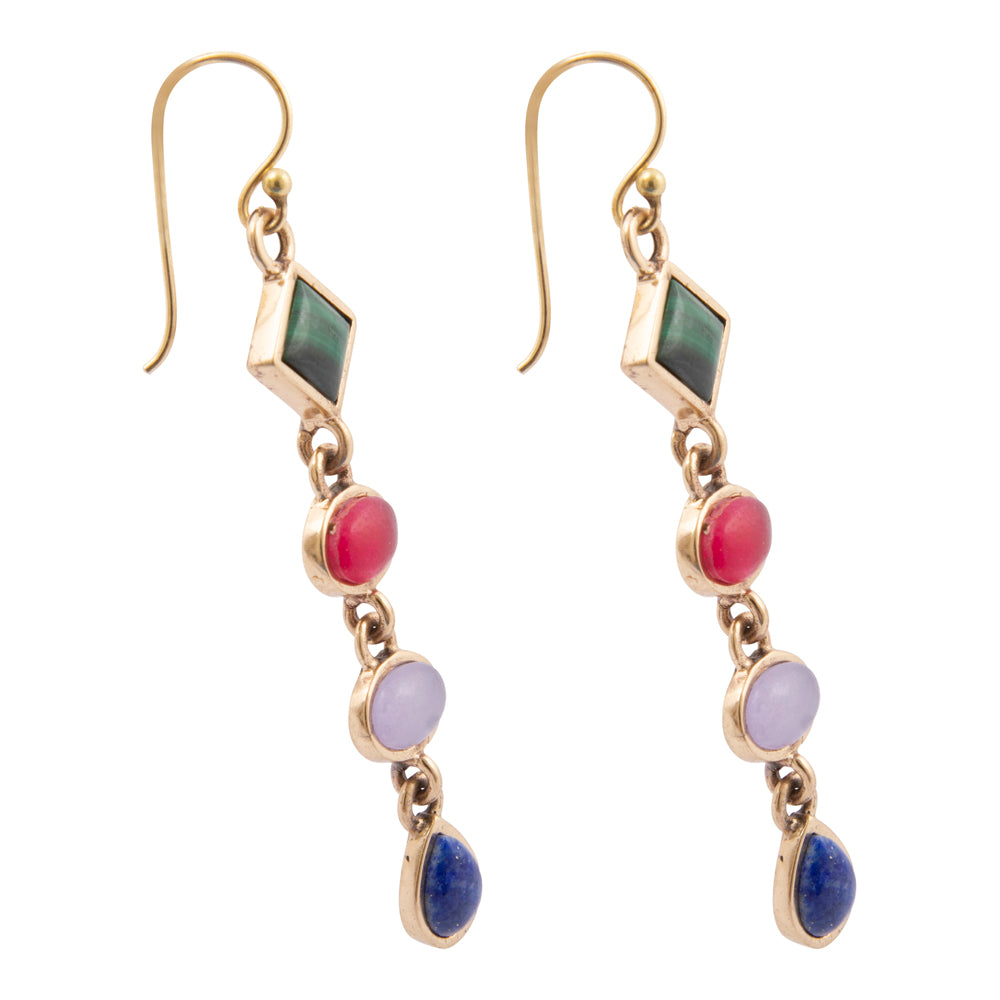 Luscious Jeweled Purple Quartz Golden Drop Earrings