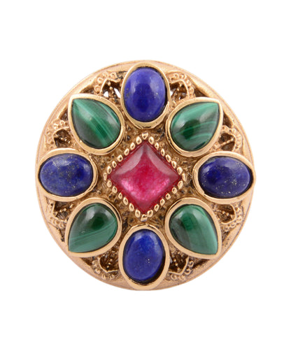 Luscious Jeweled Quartz Golden Statement Ring