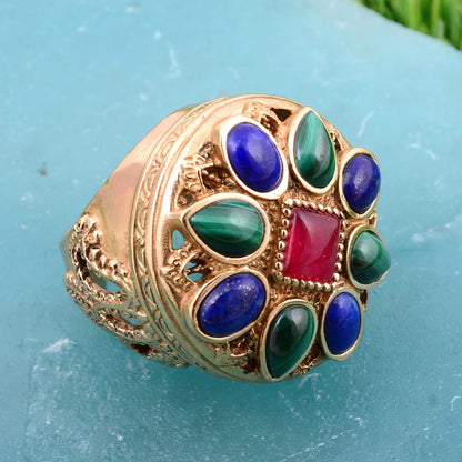 Luscious Jeweled Quartz Golden Statement Ring