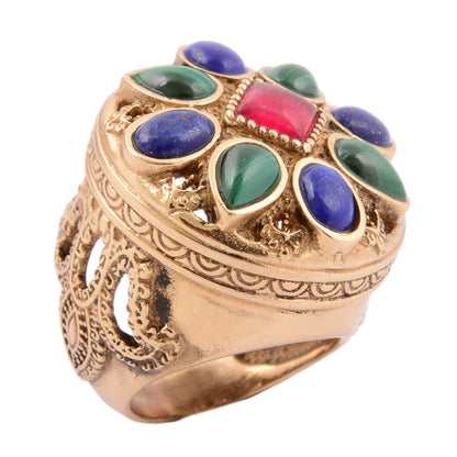 Luscious Jeweled Quartz Golden Statement Ring