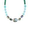 Ocean Bright Green Onyx and Blue Abalone Beaded Necklace