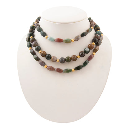 Verdant Glow Green Agate Golden Statement Necklace