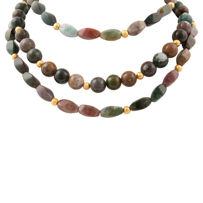 Verdant Glow Green Agate Golden Statement Necklace
