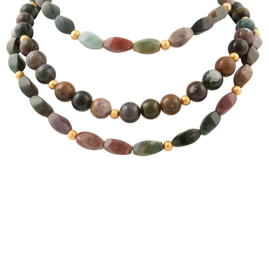 Verdant Glow Green Agate Golden Statement Necklace