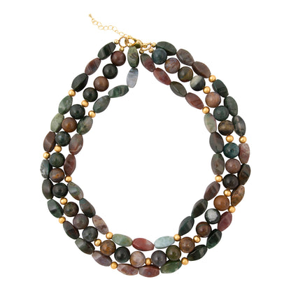 Verdant Glow Green Agate Golden Statement Necklace