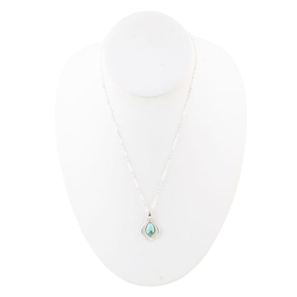Dainty Blue Turquoise and Silver Pendant Necklace