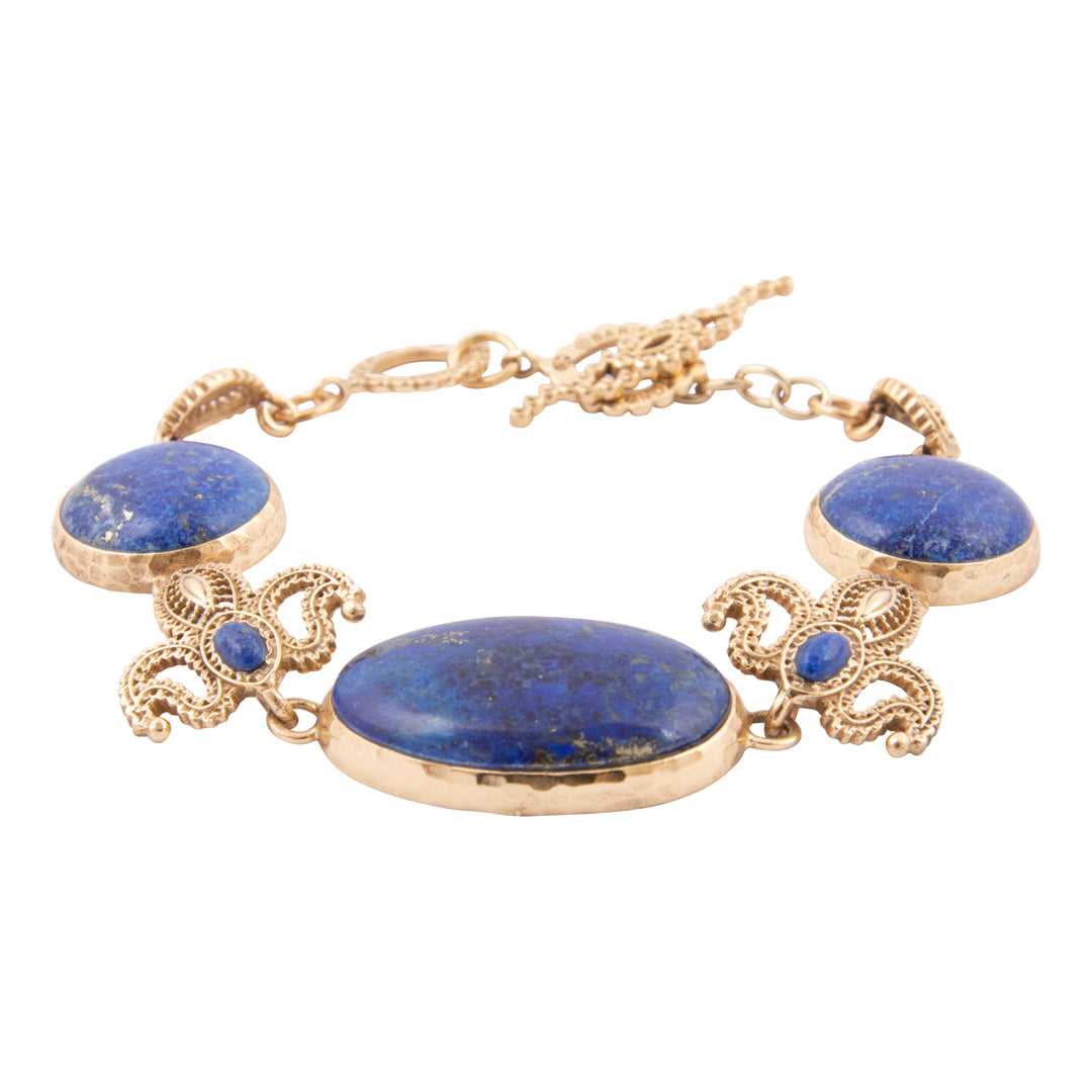 Mehndi Blue Lapis Golden Link Bracelet