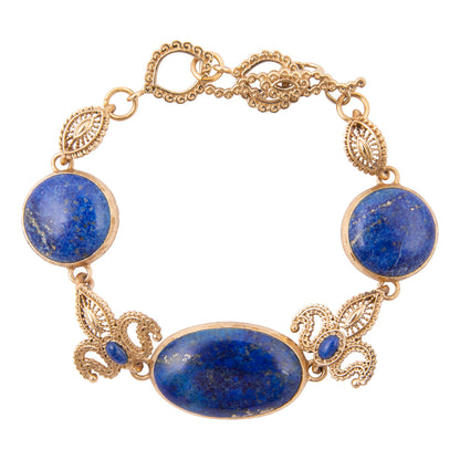 Mehndi Blue Lapis Golden Link Bracelet