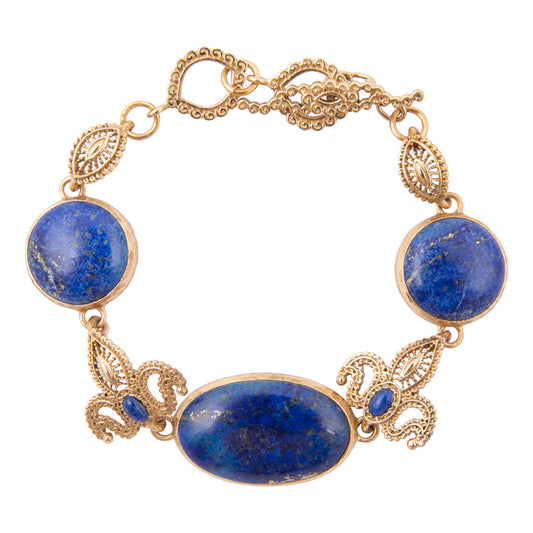 Mehndi Blue Lapis Golden Link Bracelet