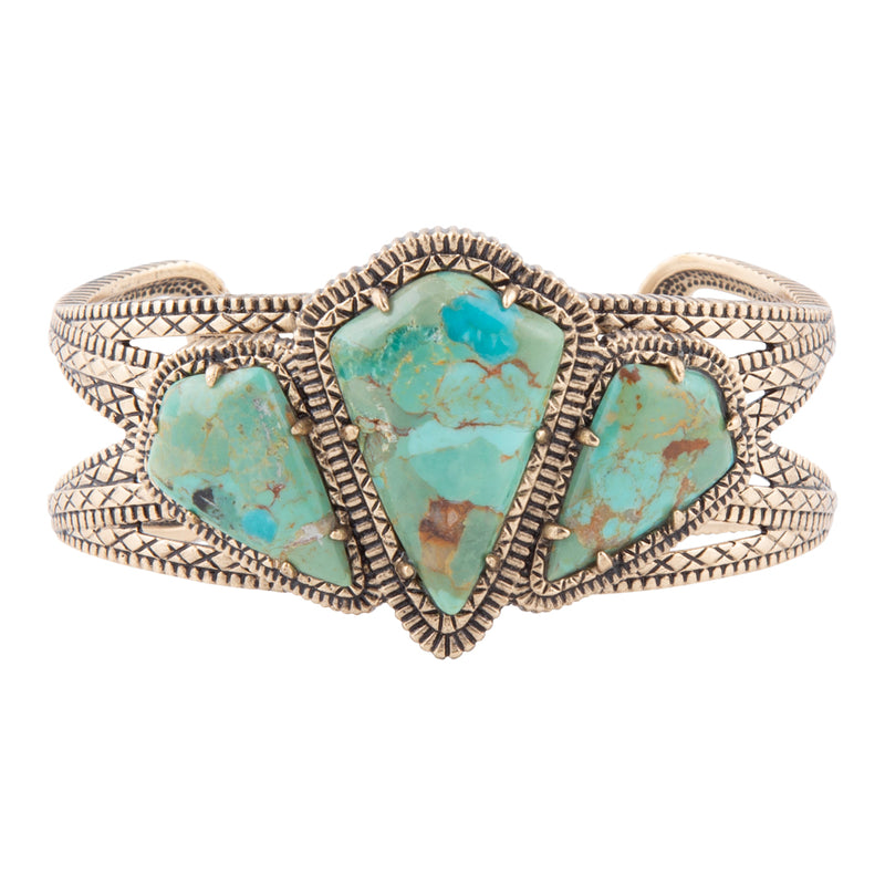 Maltese Blue Turquoise Golden Cuff Bracelet