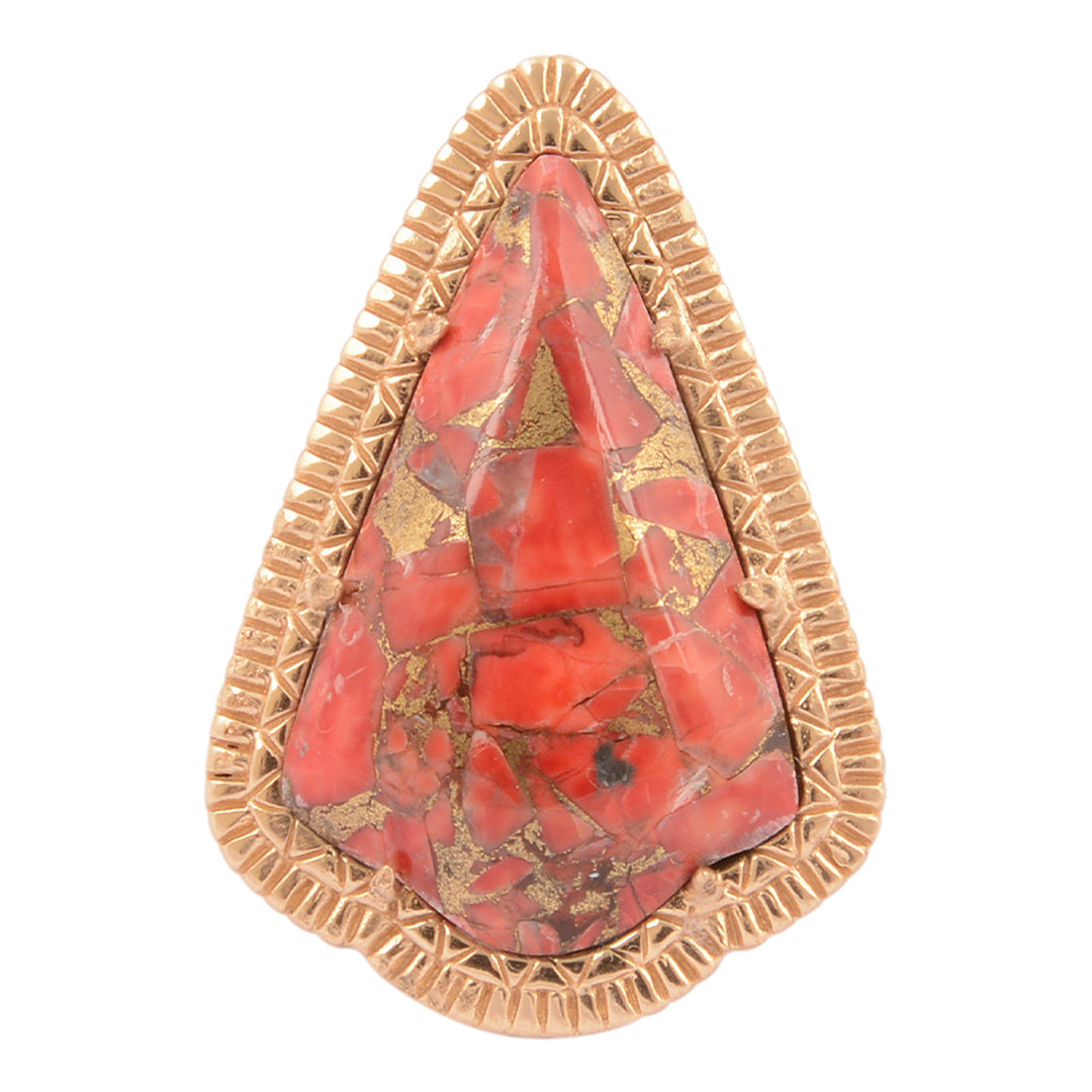 Red Magnesite Arrowhead Golden Statement Ring