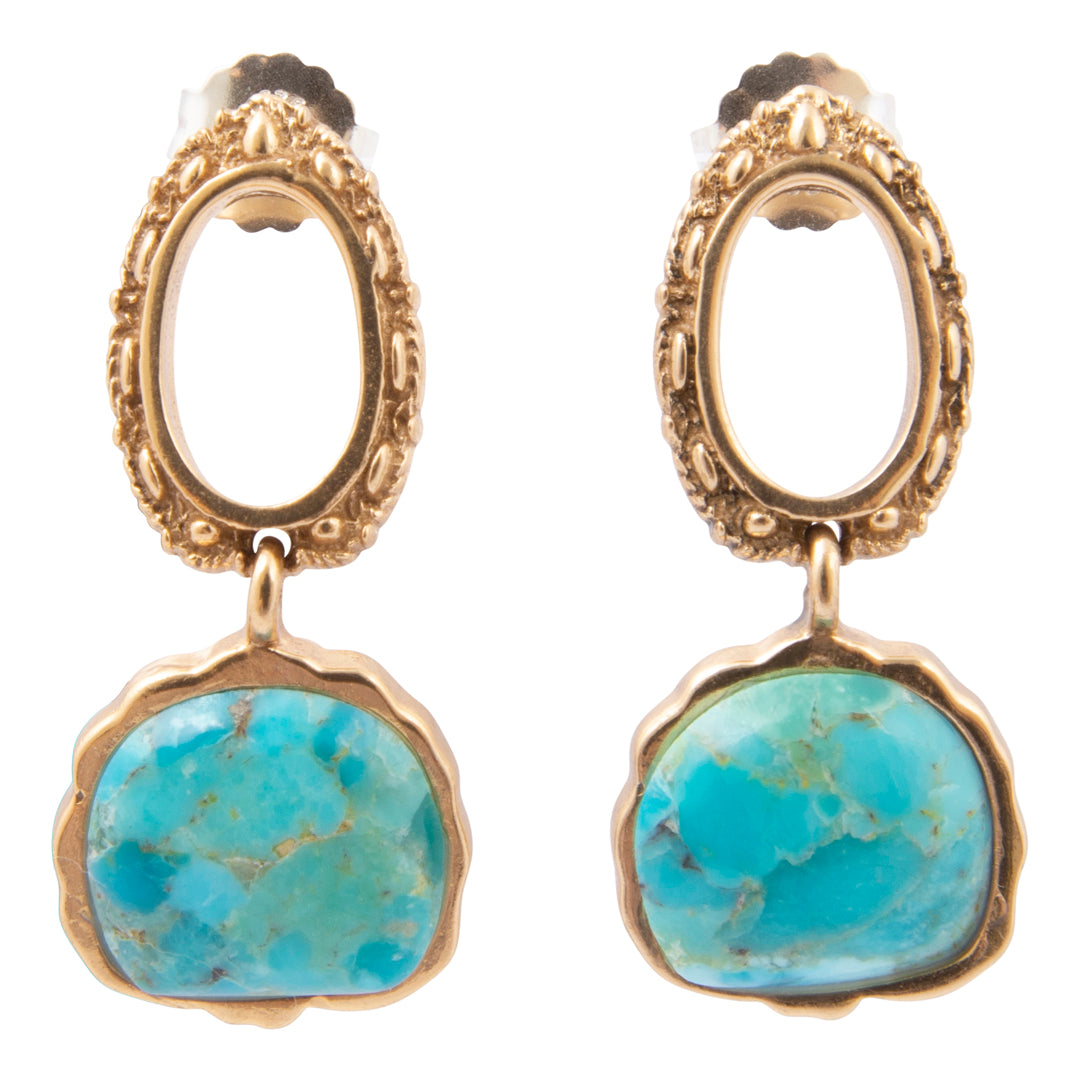 Mesa Blue Turquoise Golden Loop Post Earrings