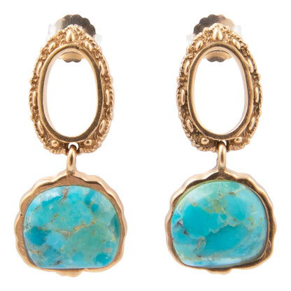 Mesa Blue Turquoise Golden Loop Post Earrings
